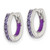Sterling Silver Polished Purple CZ and Purple Enamel In and Out 13mm Hinged Round Hoop Earrings