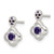 Sterling Silver Polished Purple CZ Flower Post Dangle Earrings