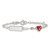 Sterling Silver Polished Red and White Enameled Heart 5 inch with 1 inch extension Childrens ID Bracelet