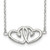 Sterling Silver Polished Two Hearts CZ Necklace