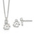 Sterling Silver Polished White CZ Angel Childrens 14 inch Necklace and Post Earrings Set