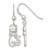 Sterling Silver Polished White CZ Cat Silhouette With Bowtie Dangle Shepherd Hook Earrings