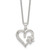 Sterling Silver Polished White CZ Heart and Paw Print 16 inch Necklace