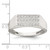 Sterling Silver Polished White CZ Rectangular Size 10 Mens Ring