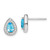Sterling Silver Rhod Plated Blue and Clear CZ Post Earrings