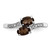 Sterling Silver Rhodium 2 Oval Smoky Quartz & Diamond Ring