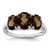Sterling Silver Rhodium 3 Stone Smoky Quartz & Diamond Ring - QR-B1117B9F-1741