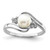 Sterling Silver Rhodium 6mm FW Cultured Button Pearl & Diamond Ring - QD-00B9D41E-1308
