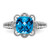 Sterling Silver Rhodium Checker-Cut Blue Topaz & Diam. Ring - QR-5945B7F8-5243