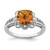 Sterling Silver Rhodium Checker-Cut Whiskey Quartz & Diam. Ring - QR-0DB20119-4758