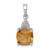 Sterling Silver Rhodium Citrine & Diamond Pendant - QD-0107B43F-3570
