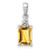 Sterling Silver Rhodium Citrine & Diamond Pendant - QD-31B97F4B-5555