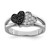 Sterling Silver Rhodium Clear & Black CZ Hearts Ring - QR-06F44EAC-3773