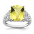 Sterling Silver Rhodium Diam. & Checker-Cut Lemon Quartz Ring - QR-3797098E-6131