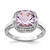 Sterling Silver Rhodium Diam. & Checker-Cut Pink Quartz Ring - QR-4925826F-7226