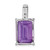 Sterling Silver Rhodium Emerald-cut Amethyst & Diamond Pendant