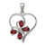 Sterling Silver Rhodium Garnet & Diamond Butterfly Heart Pendant