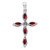 Sterling Silver Rhodium Garnet & Diamond Cross Pendant