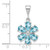 Sterling Silver Rhodium Light Swiss Blue Topaz & Diamond Flower Pendant