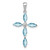 Sterling Silver Rhodium Lt Sw Blue Topaz Cross & Diamond Pendant