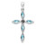 Sterling Silver Rhodium Lt Sw Blue Topaz Cross & Diamond Pendant