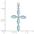 Sterling Silver Rhodium Lt Sw Blue Topaz Cross & Diamond Pendant