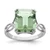 Sterling Silver Rhodium Octagonal Green Quartz Ring