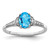Sterling Silver Rhodium Oval Blue Topaz & Diam. Ring
