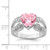 Sterling Silver Rhodium plated 10mm Clear CZ and Pink Heart CZ Ring - QR-C4BEA7A3-7891