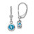 Sterling Silver Rhodium Plated 6mm Round Blue Topaz Leverback Earrings