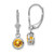 Sterling Silver Rhodium Plated 6mm Round Citrine Leverback Earrings