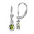 Sterling Silver Rhodium Plated 6x4mm Oval Peridot Leverback Earrings