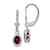 Sterling Silver Rhodium Plated 7x5mm Oval Garnet Leverback Earrings