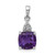 Sterling Silver Rhodium Plated Amethyst and Diamond Pendant - QD-6B7C1C5A-6671