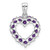Sterling Silver Rhodium Plated Amethyst Heart Pendant