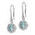 Sterling Silver Rhodium plated Aqua & White CZ Dangle Earrings