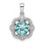 Sterling Silver Rhodium plated Aqua & White CZ Pendant