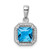 Sterling Silver Rhodium Plated Clear CZ and Square Blue CZ Pendant - QP-297170A4-5676