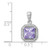 Sterling Silver Rhodium Plated Clear CZ and Square Light Purple CZ Pendant
