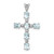Sterling Silver Rhodium Plated Diamond & Aquamarine Cross Pendant