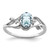 Sterling Silver Rhodium Plated Diamond & Aquamarine Oval Ring - QR-0FA9C3F5-7135