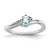 Sterling Silver Rhodium Plated Diamond & Aquamarine Oval Ring - QR-CB0061D4-7885