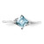 Sterling Silver Rhodium Plated Diamond & Aquamarine Square Ring - QR-2A685AFE-5205