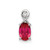 Sterling Silver Rhodium Plated Diamond & Ruby Oval Pendant - QP-7E4714AF-6494