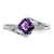 Sterling Silver Rhodium Plated Diamond and Amethyst Square Ring - QR-5F75C0E5-2656