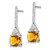 Sterling Silver Rhodium Plated Diamond and Citrine Post Earrings