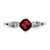 Sterling Silver Rhodium Plated Diamond and Garnet Cushion Ring - QR-B8A0E95B-3427