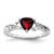 Sterling Silver Rhodium Plated Diamond and Garnet Heart Ring - QR-20744011-4016