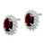 Sterling Silver Rhodium Plated Garnet and Diamond Post Earrings - QD-C7FE6DDF-5809