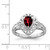 Sterling Silver Rhodium Plated Garnet Teardrop Ring - QR-40F10AE3-7273